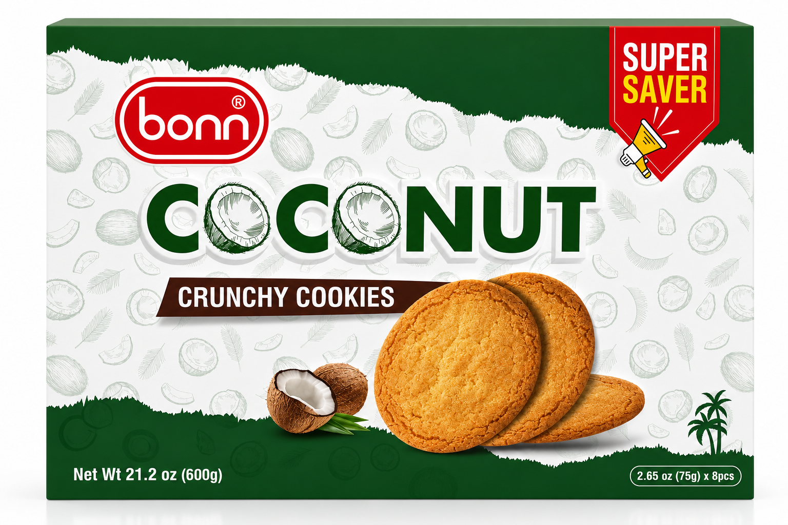Bonn Coconut Crunchy Cookies 8 Pack (600g / 21.2oz)