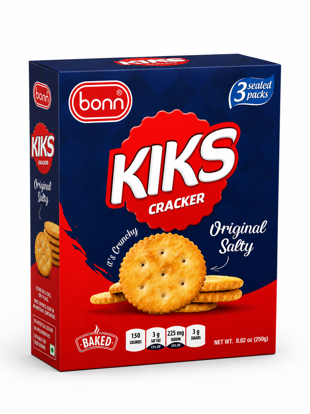 Bonn Kiks Salted Crackers 3 Pack (250g / 8.82oz)
